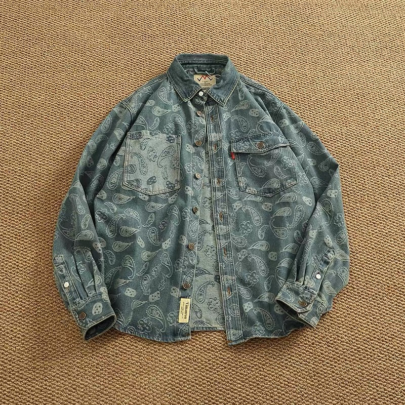 Washed Paisley Denim Shirt