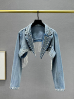 Rhinestone Cropped Denim