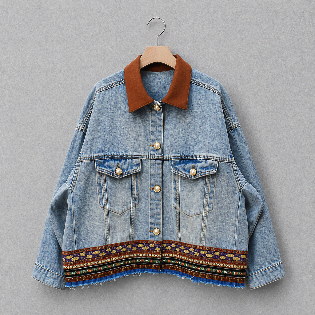 Boho Trim Reworked Denim Jacket