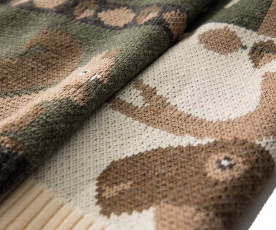 Woodland Animal Patchwork Knit Sweater