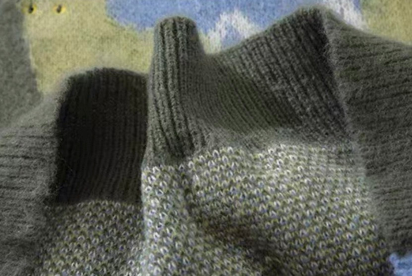 Fuzzy Cat Graphic Knit Sweater