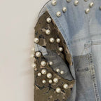 Pearl Patchwork Denim Bomber - One of a Kind