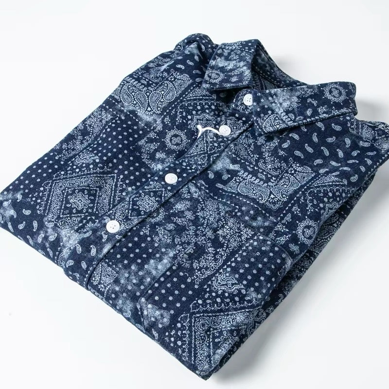 Indigo Paisley Patchwork Shirt