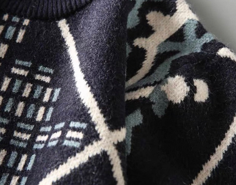 Retro Plaid Knit Sweater