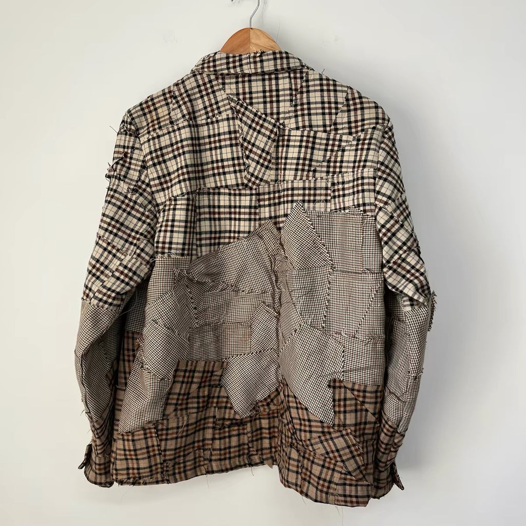 Crosscut Patchwork Plaid Shirt