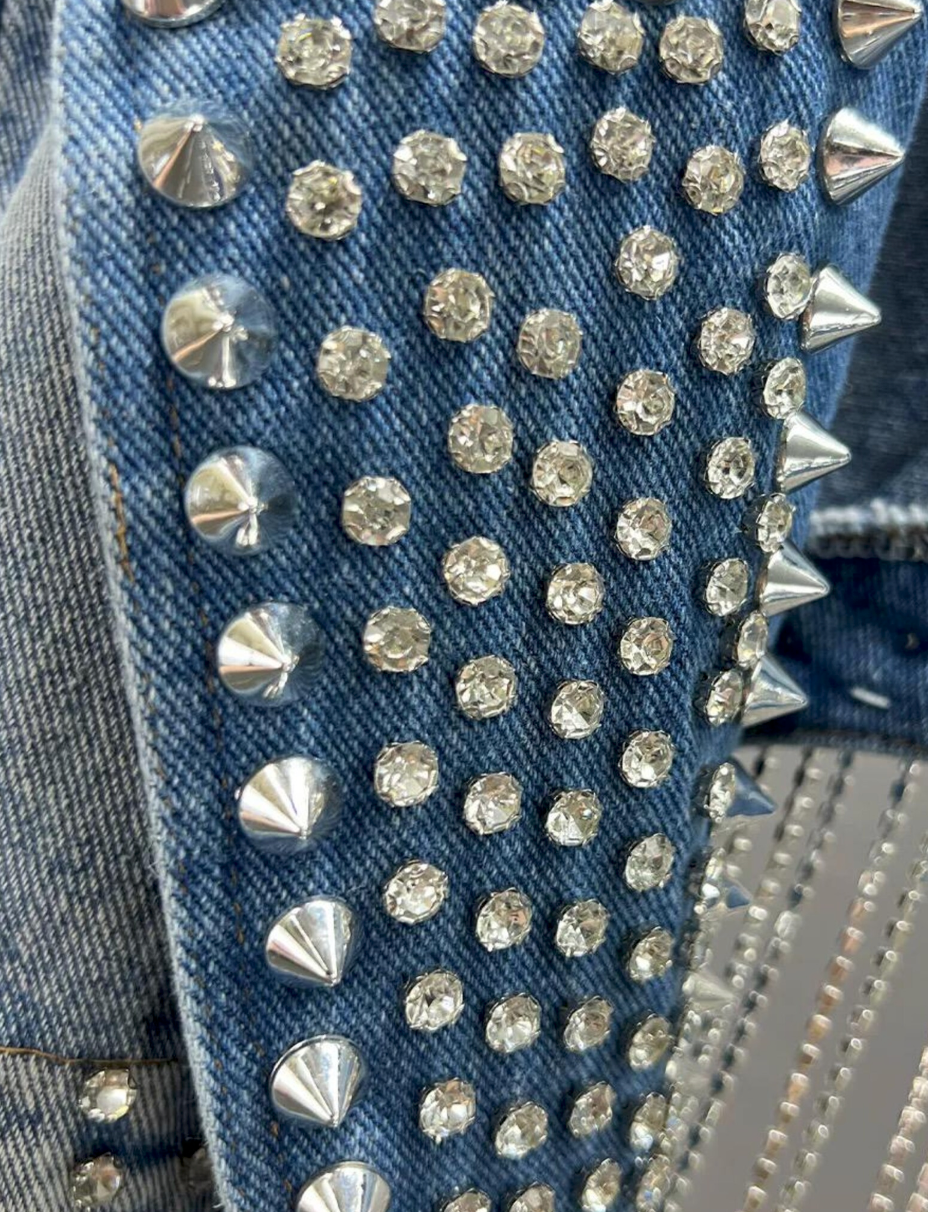 Rhinestone Cropped Denim