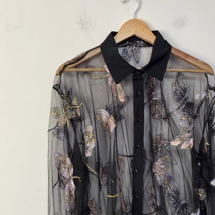 Celeste Sheer Embroidered Shirt