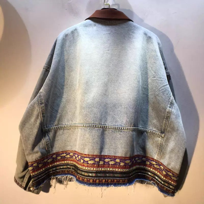 Boho Trim Reworked Denim Jacket