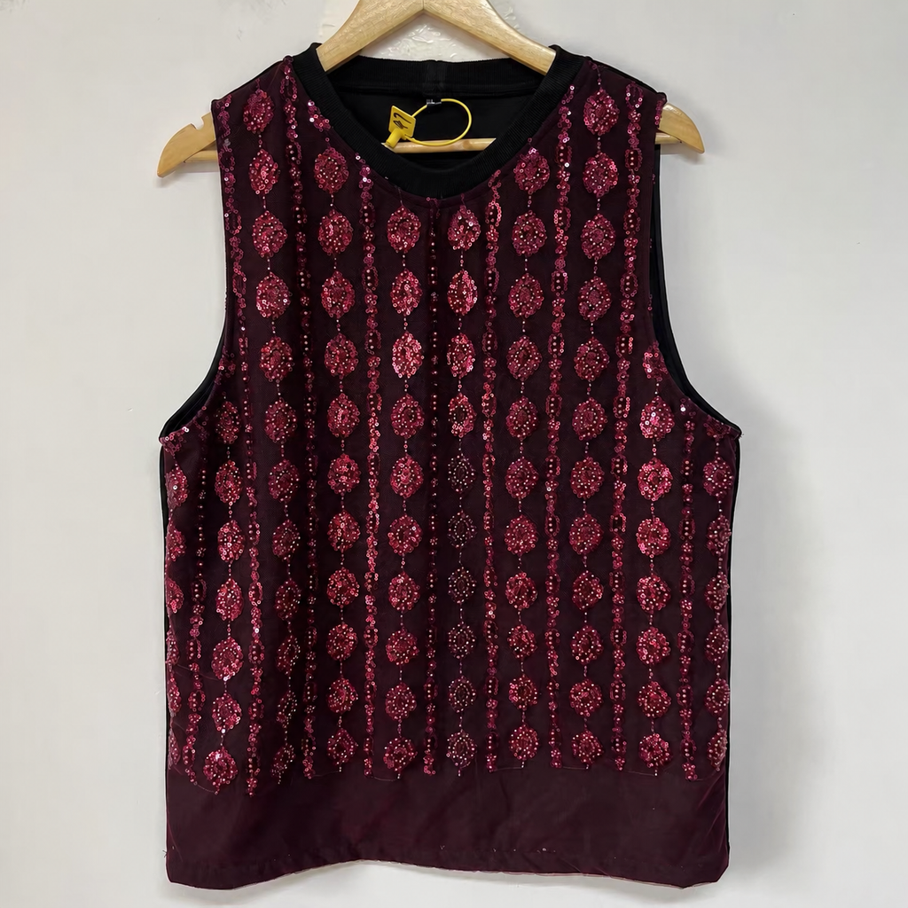 Burgundy Sequin Tank Top