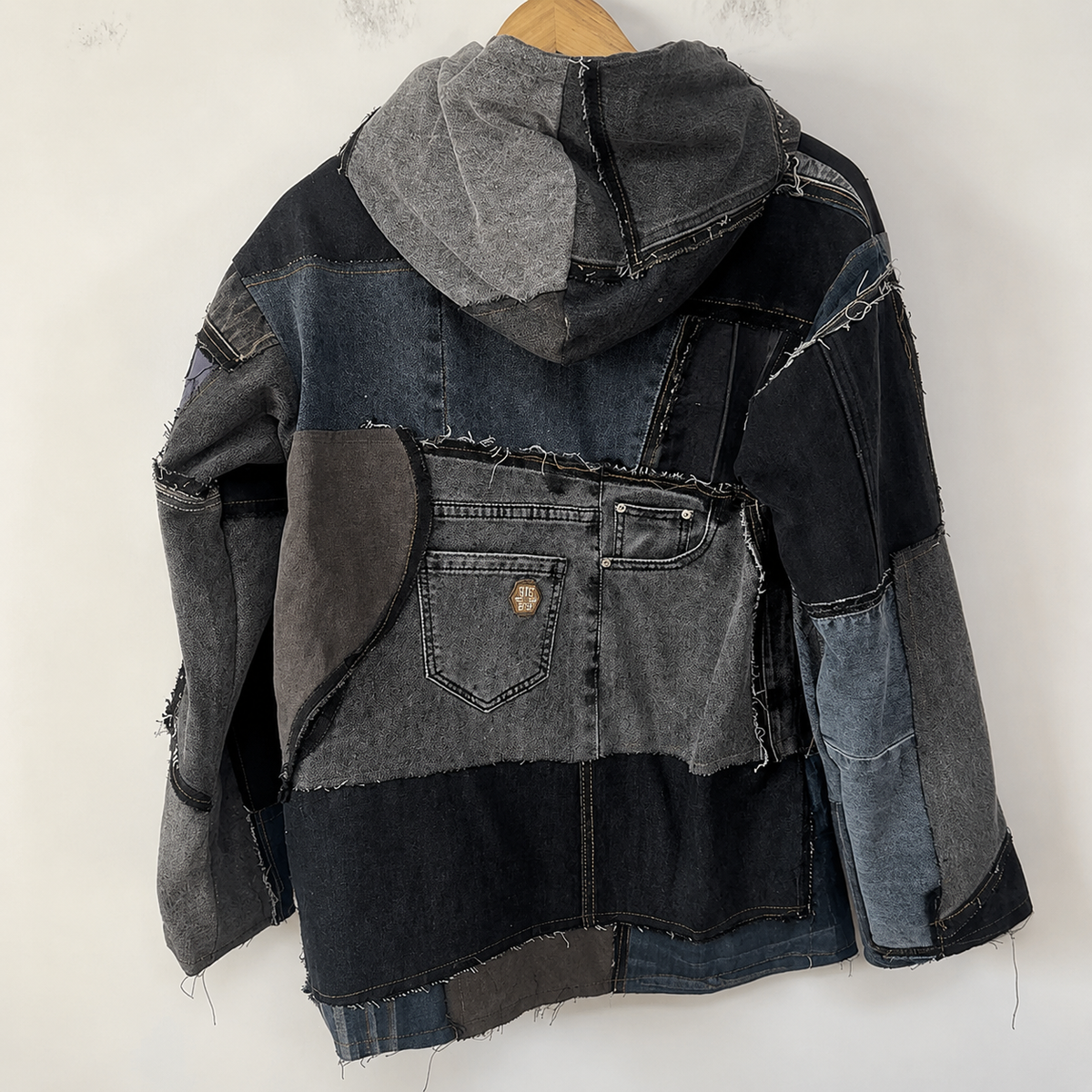 Upcycled Rift Patchwork Denim Hoodie