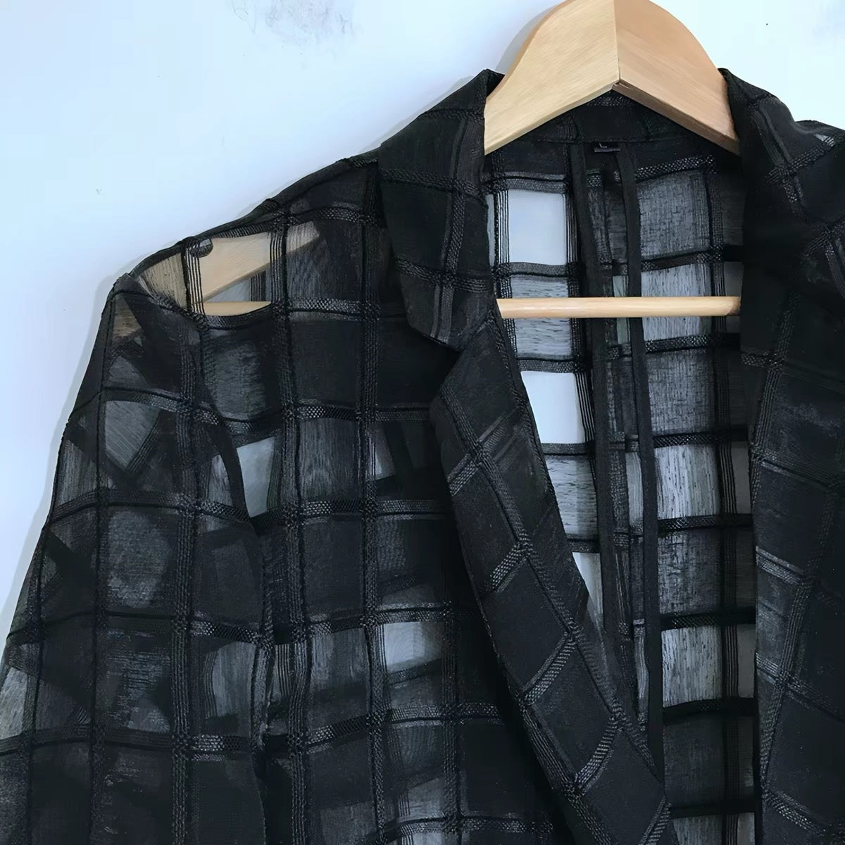 Shadow Grid Sheer Blazer