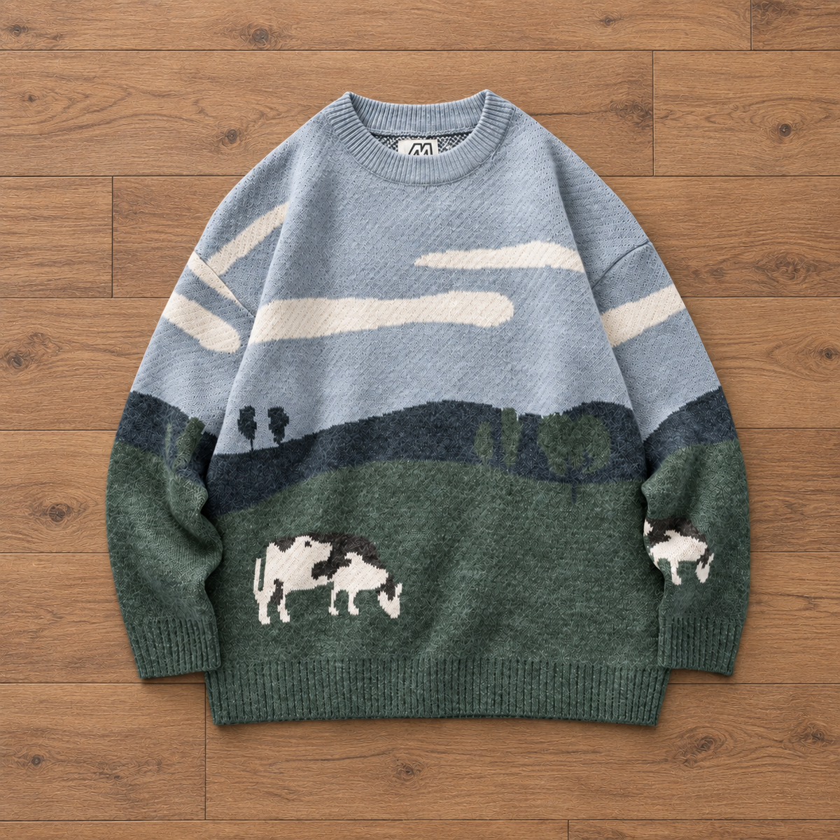 Pasture Cow Graphic Knit Sweater