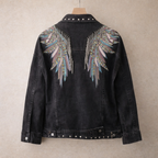 Artistic Feather Jean Jacket