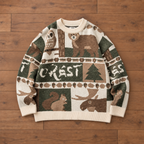 Woodland Animal Patchwork Knit Sweater