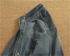 Bennett Pinstripe Stand Collar Denim Jacket