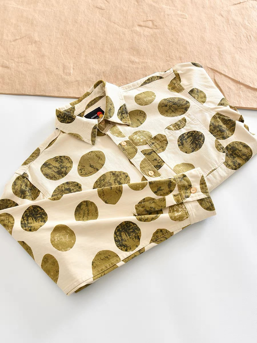 Olive Dot 100% Cotton Shirt