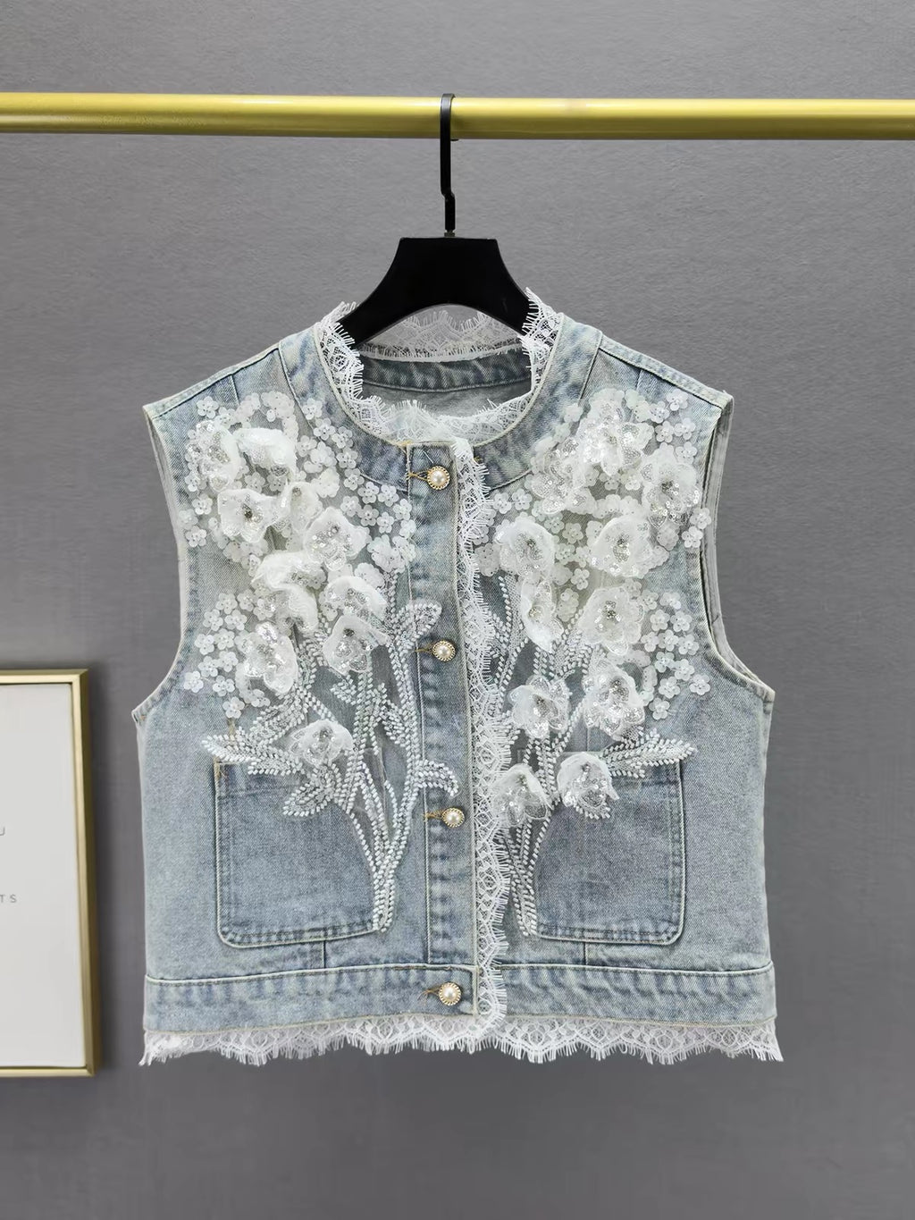 Lumi Floral Denim Vest