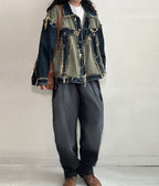 Distressed Patchwork Workwear Jacket