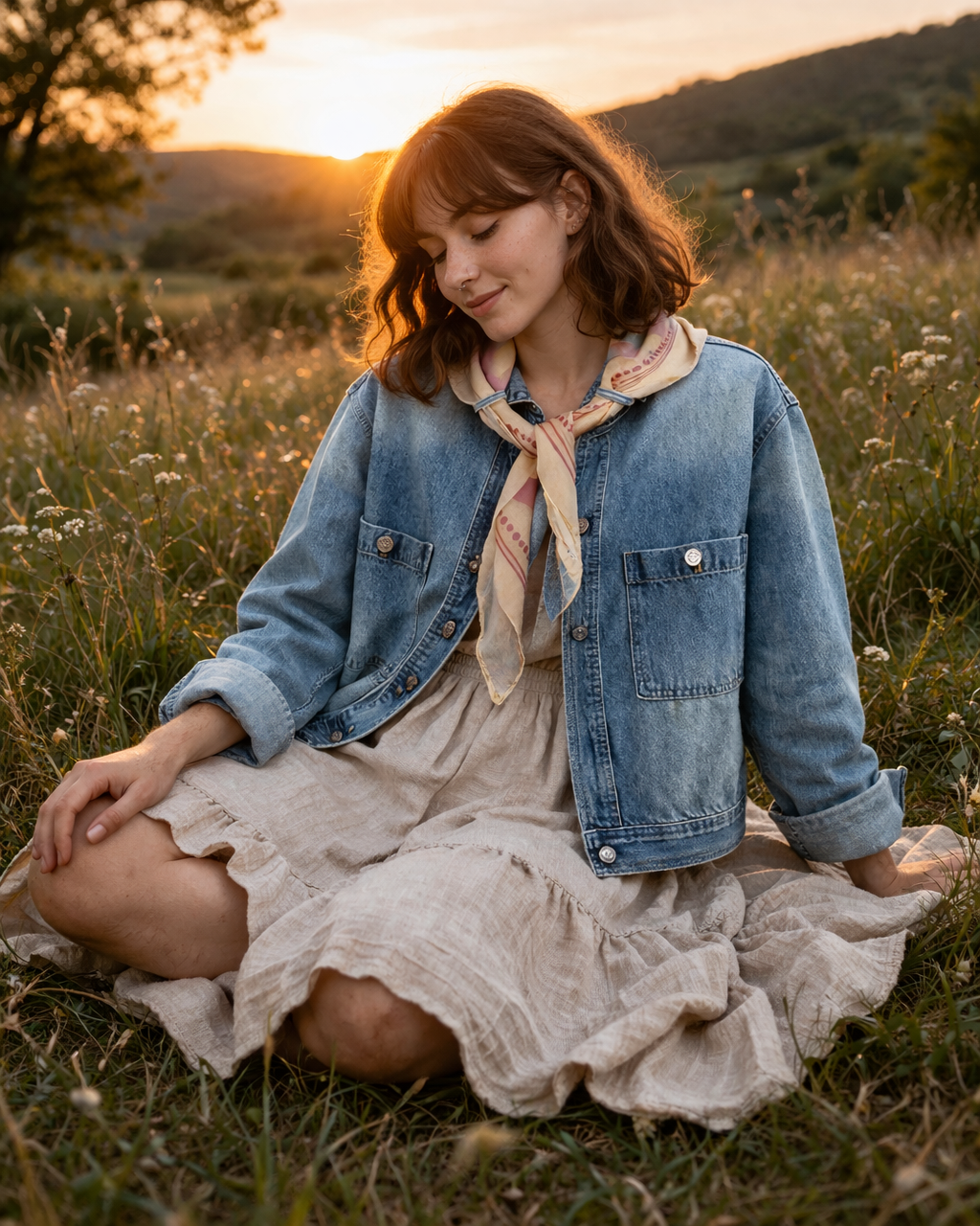 Marlow Denim Jacket with Scarf