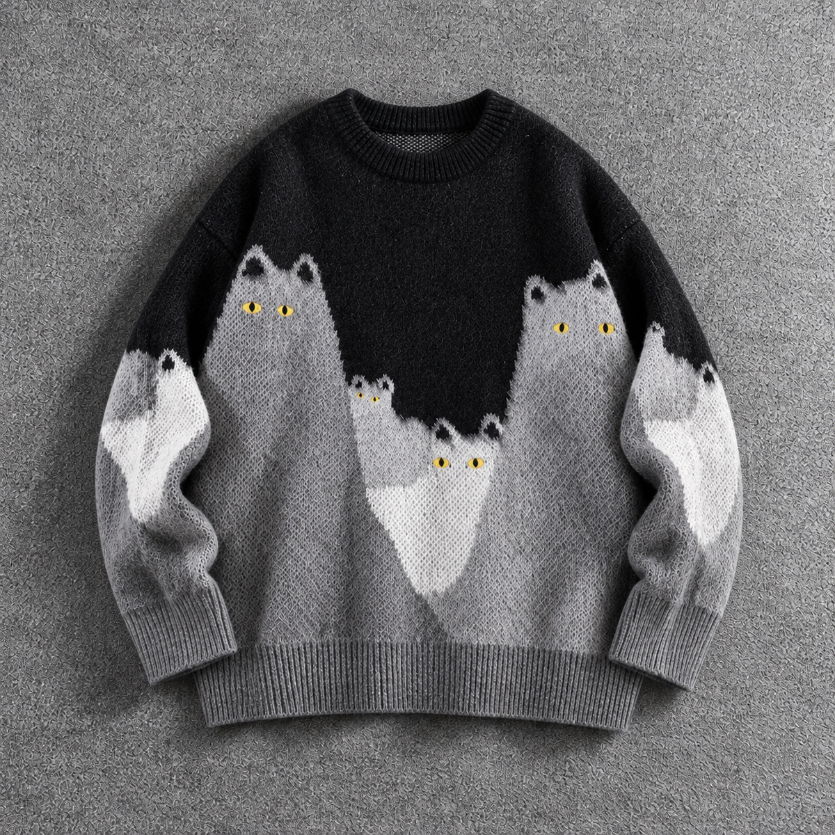 Fuzzy Cat Graphic Knit Sweater