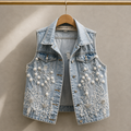 Daisy Lace Denim Vest
