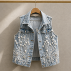 Daisy Lace Denim Vest