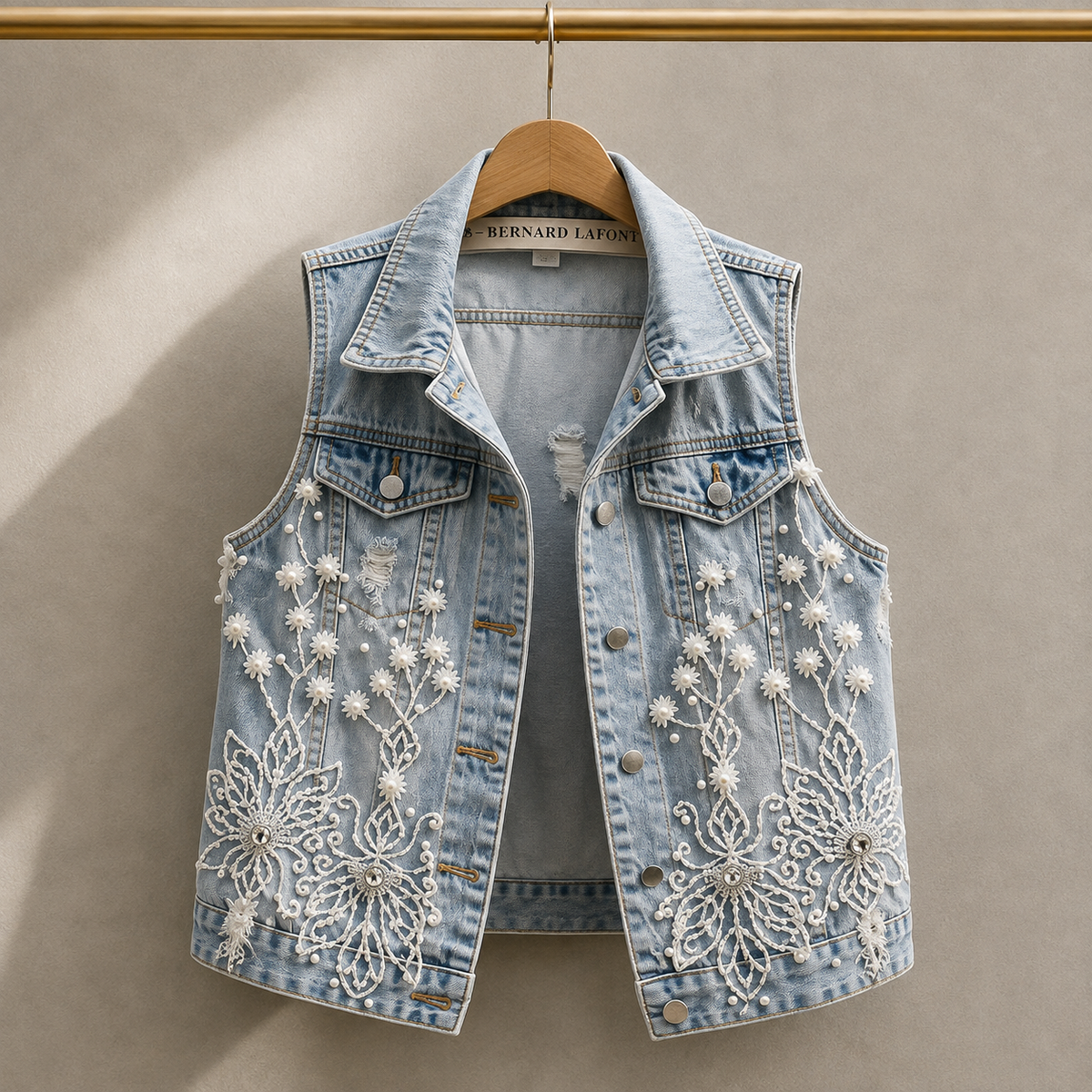 Daisy Lace Denim Vest
