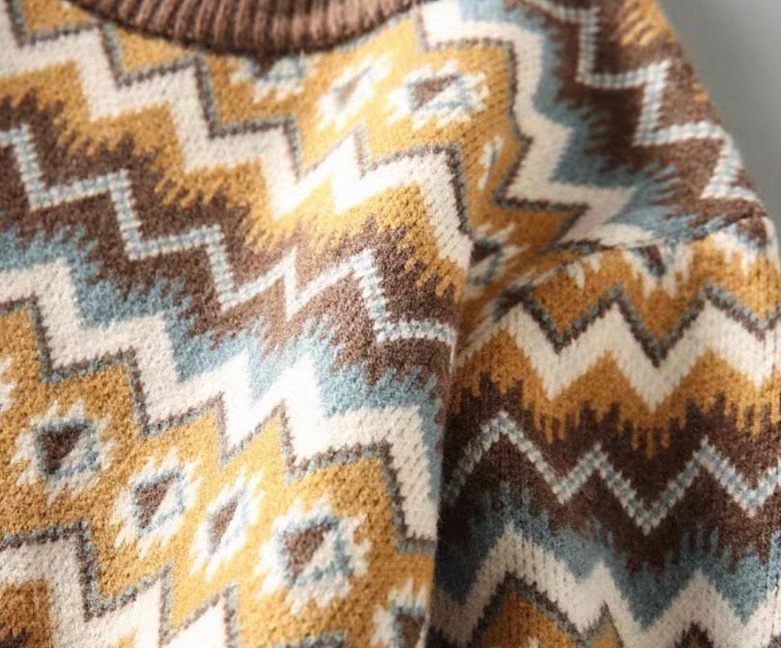 Vintage Jacquard Knit Sweater