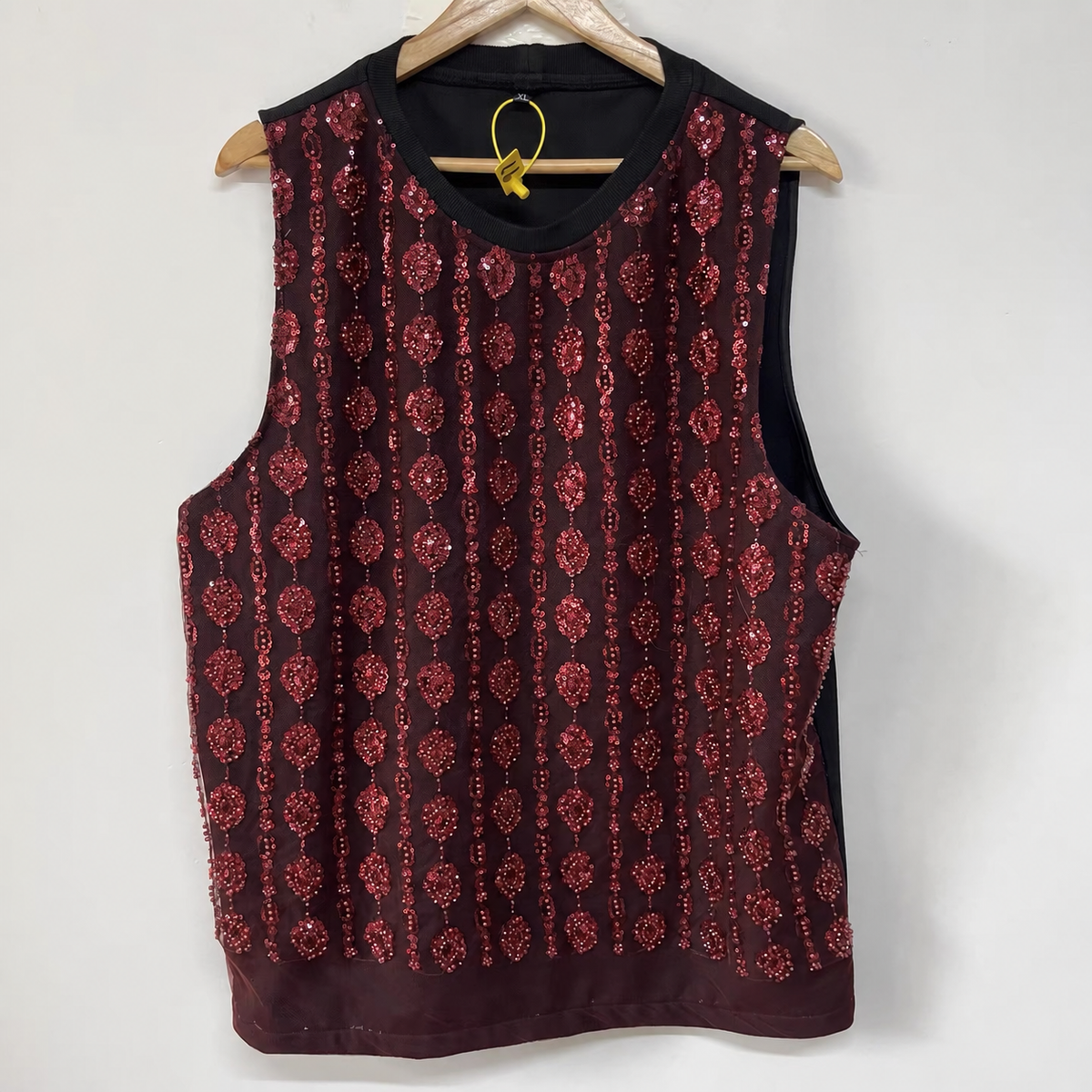 Burgundy Sequin Tank Top