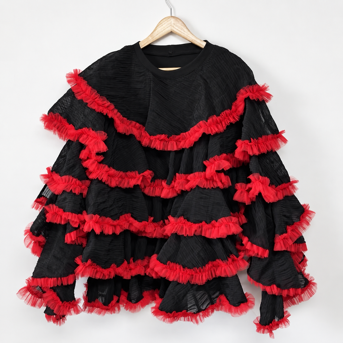 Crimson Ruffle Top