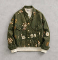 Floral Embroidered Cropped Denim Jacket