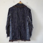 Indigo Mosaic Fringe Blazer