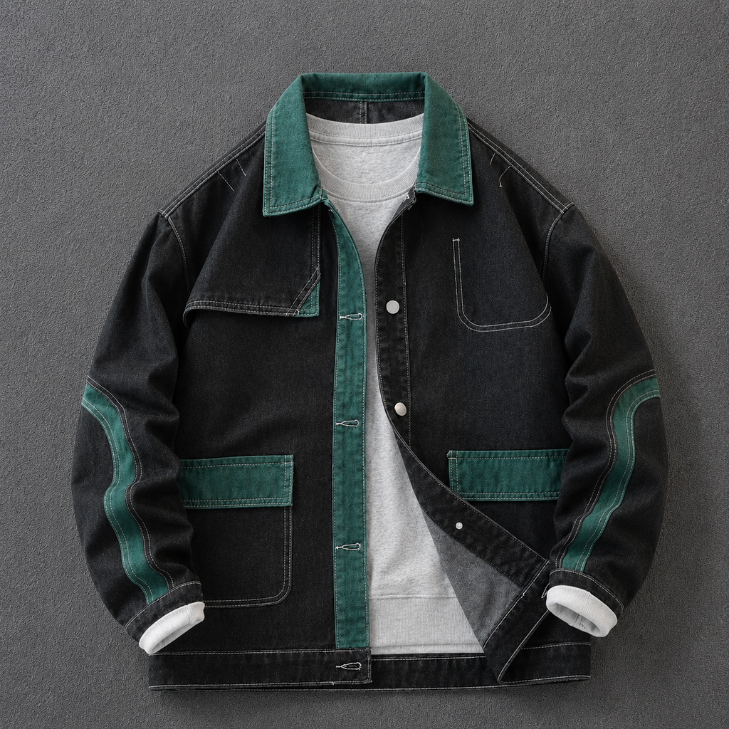 Color Block Patchwork Denim Jacket A16