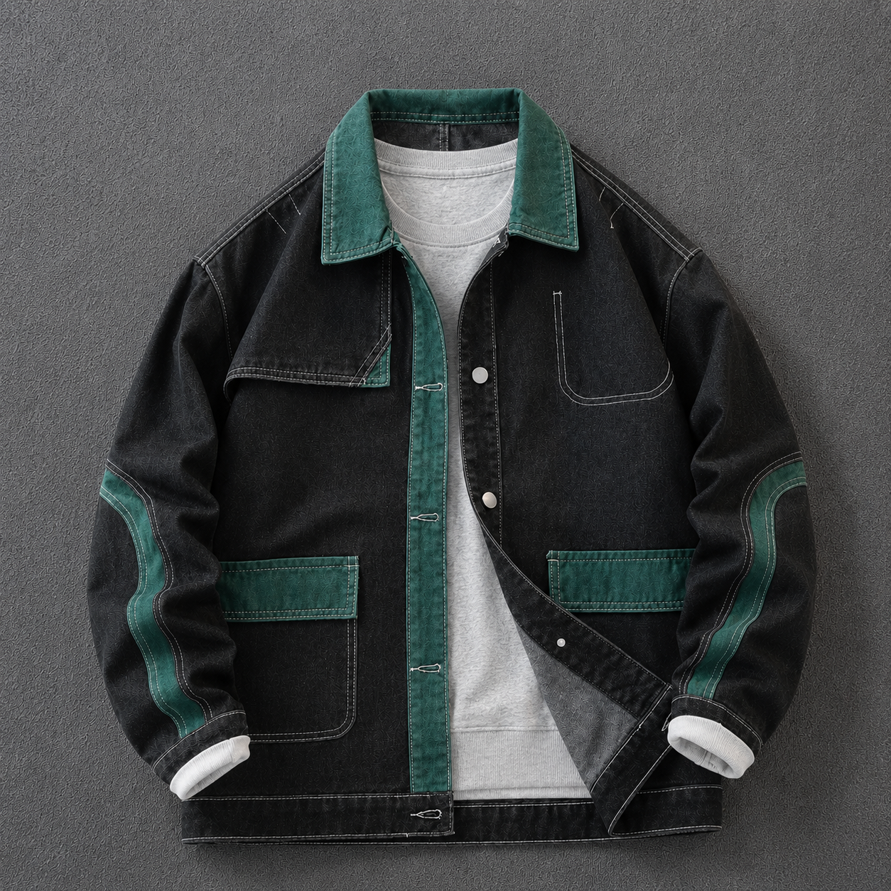 Color Block Patchwork Denim Jacket A16