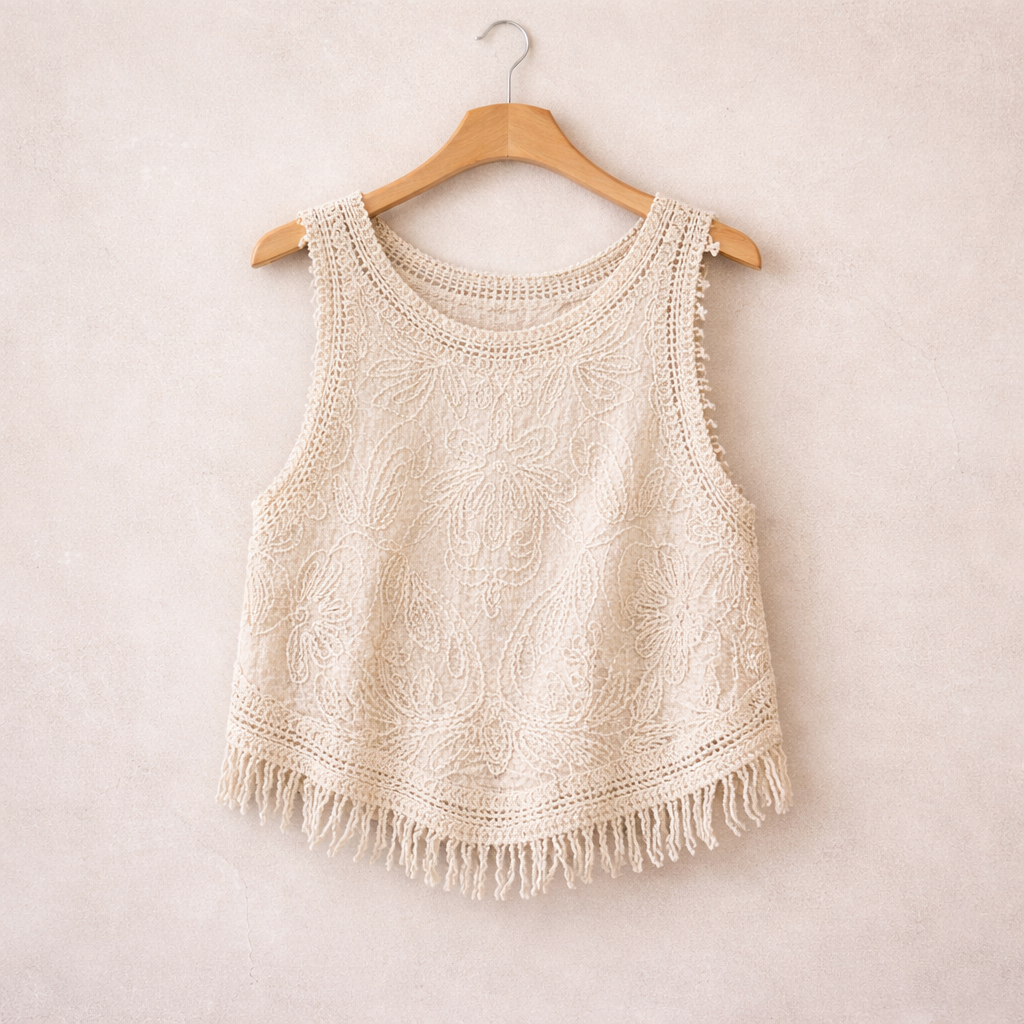 Beaded Embellishments Hand-Crocheted Top ()