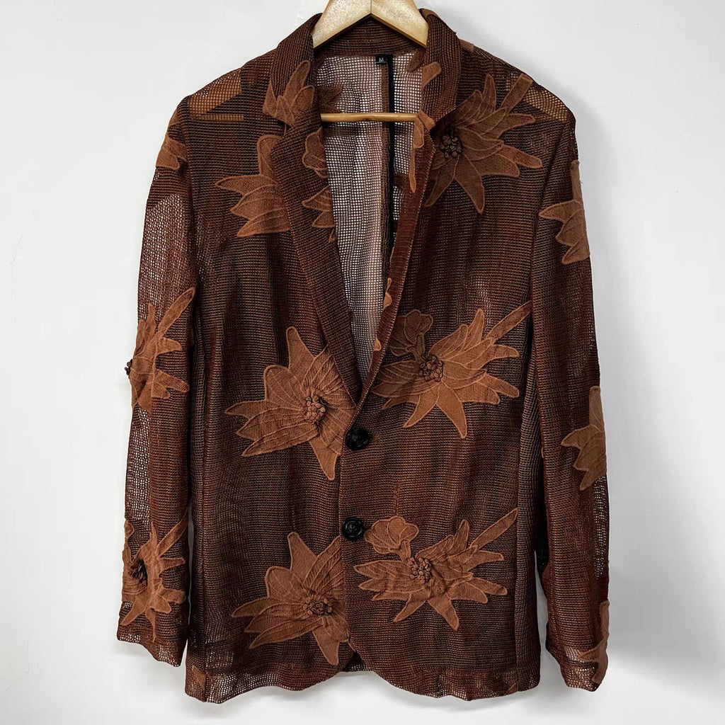 Cocoa Bloom Sheer Blazer