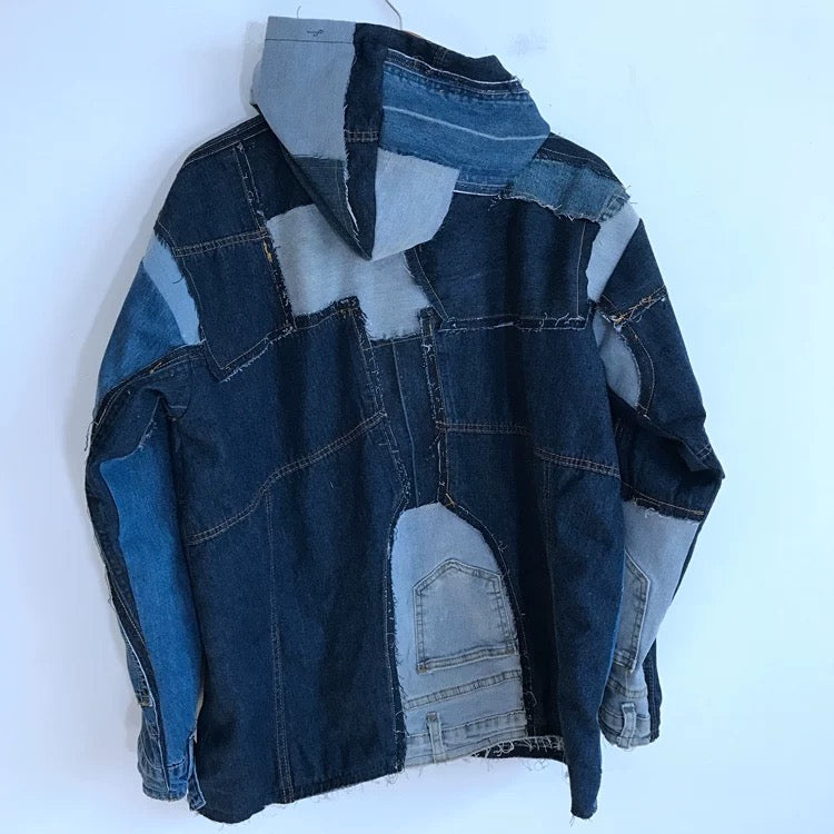 Patchwork Denim Hoodie Jacket