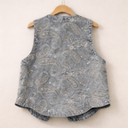 Paisley Embroidered Denim Vest