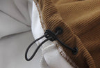 Colorblock Lace-Up Corduroy Hoodie
