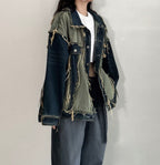 Distressed Patchwork Workwear Jacket