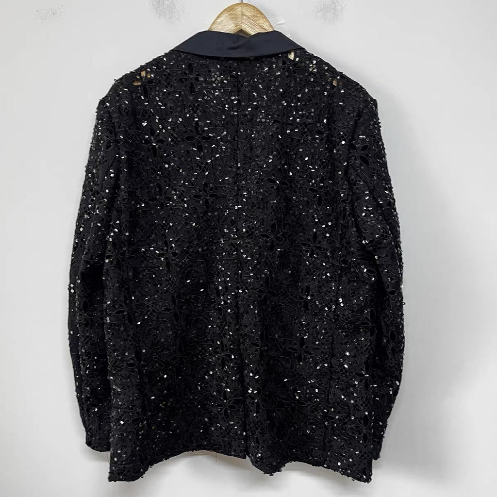 Onyx Sequin Embroidered Blazer