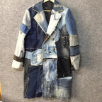 Upcycled Patchwork Denim Trench Coat