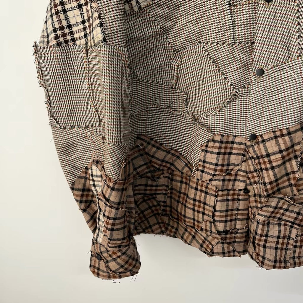 Crosscut Patchwork Plaid Shirt