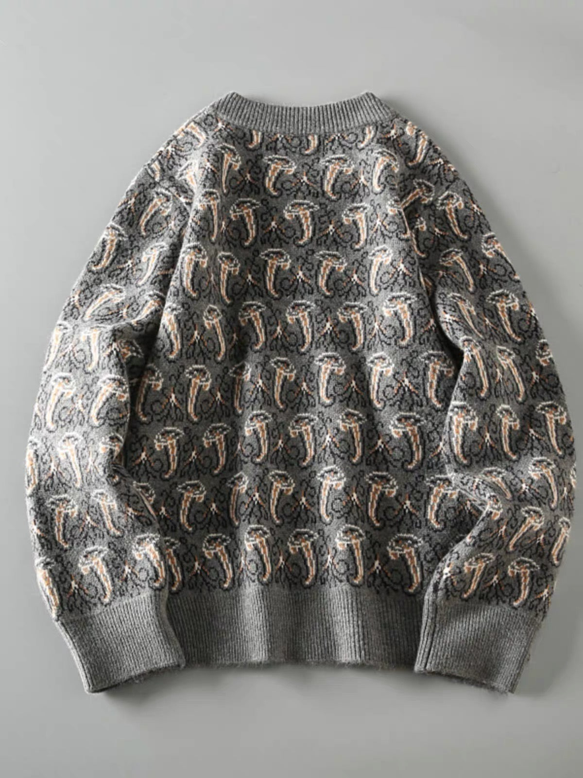 Mushroom Jacquard Knit Sweater