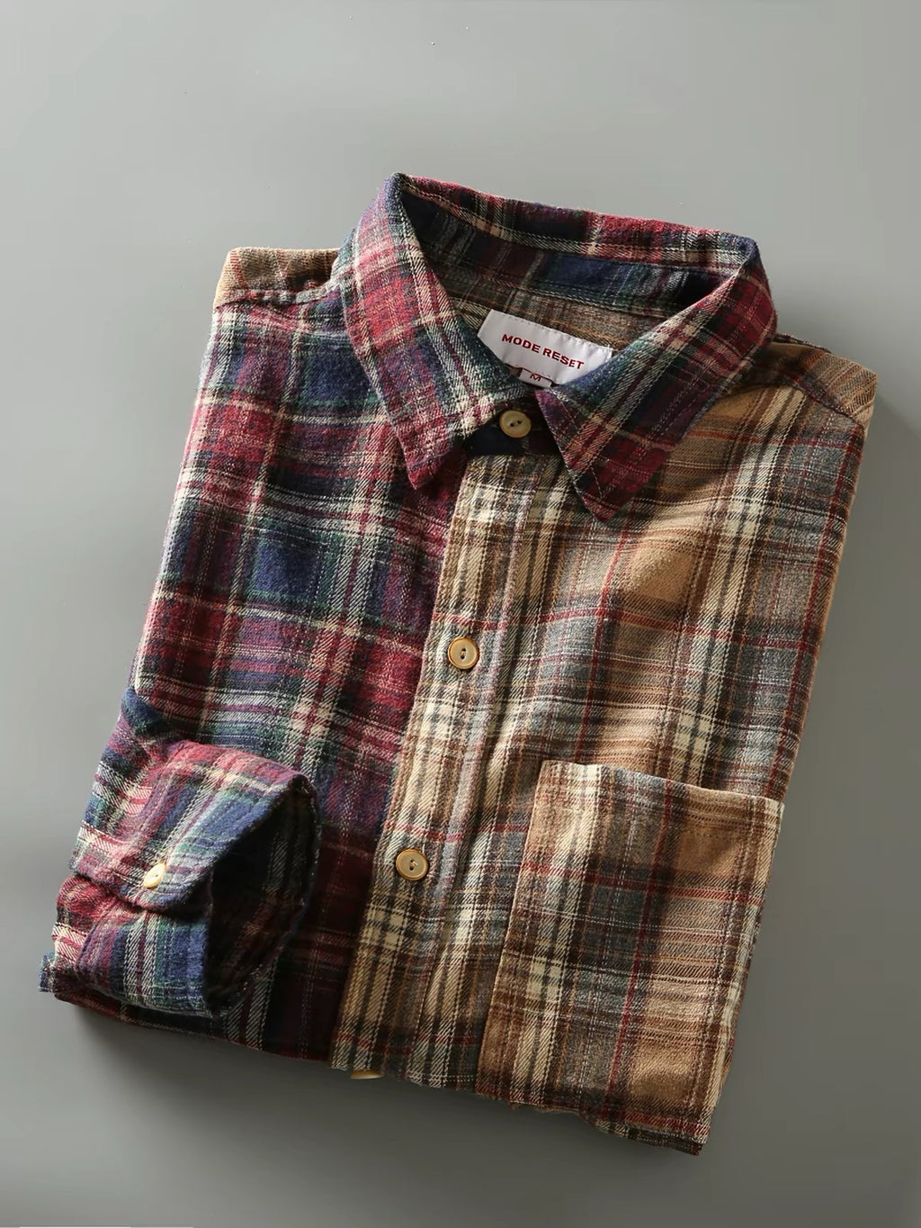 Patchwork Plaid Workwear Shirt Jacket