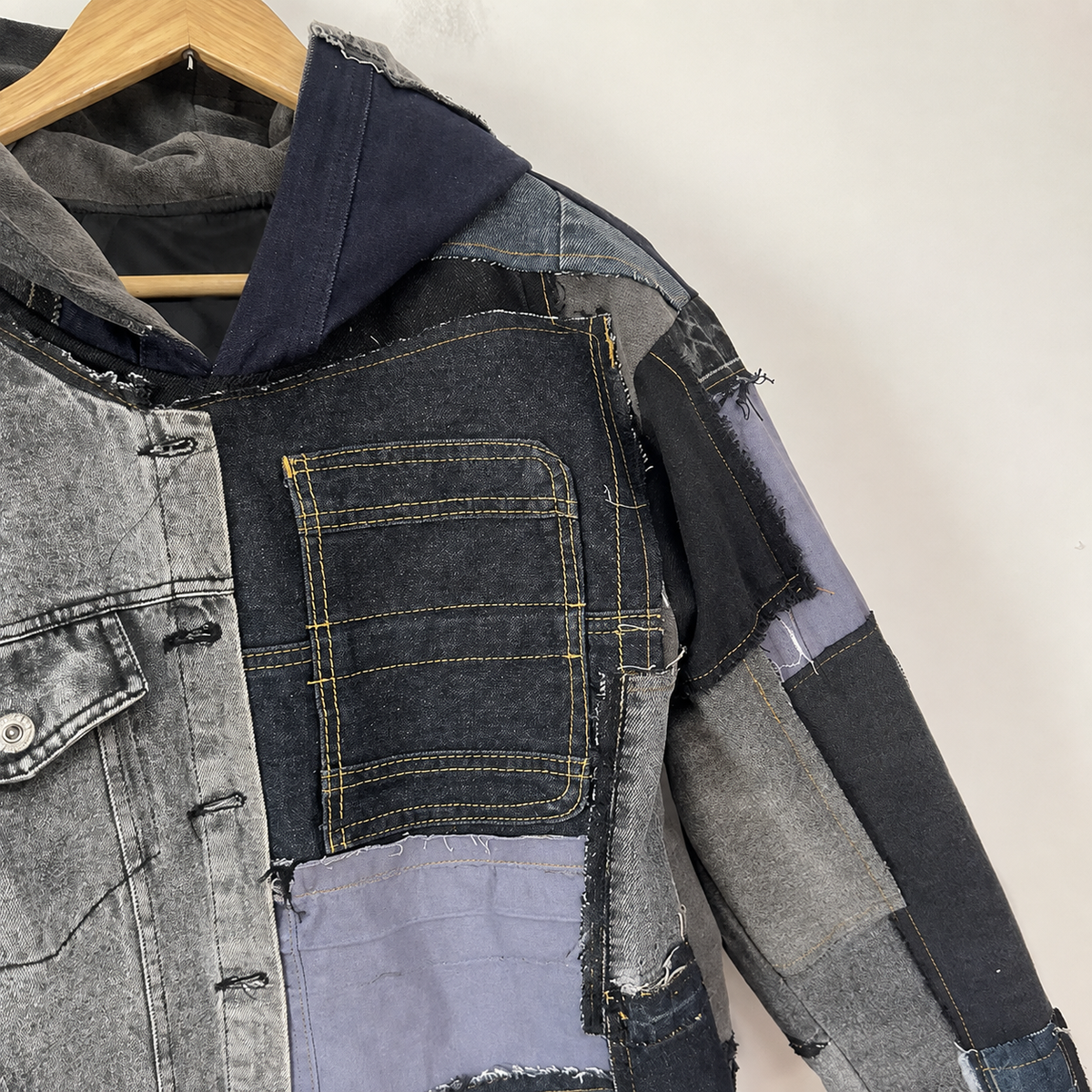 Upcycled Rift Patchwork Denim Hoodie