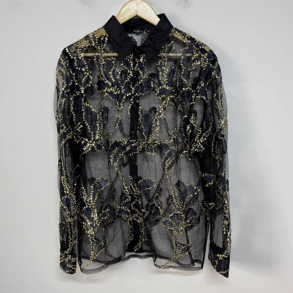 Aurelia Embroidered Mesh Shirt