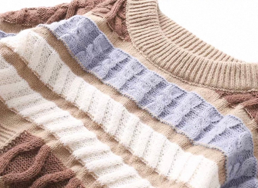 Patchwork Cable Knit Sweater