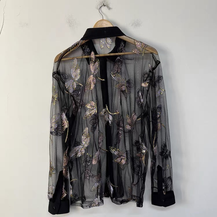 Celeste Sheer Embroidered Shirt