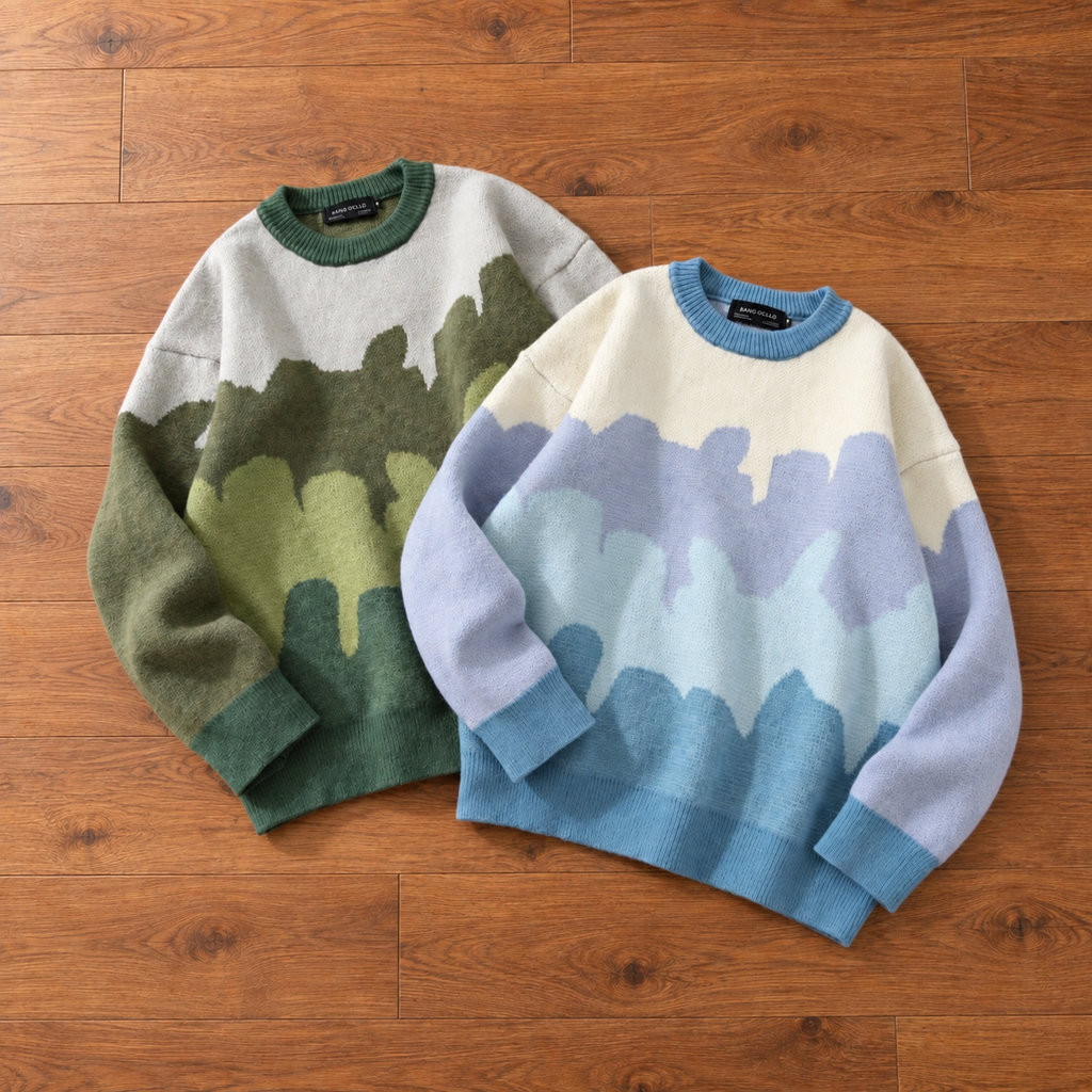 Abstract Forest Gradient Knit Sweater